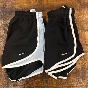 2 nike shorts, 1 black, 1 black with blue!!